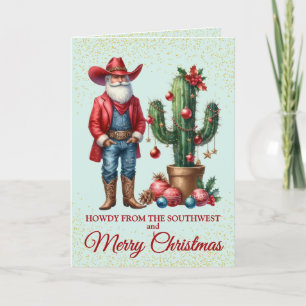 Carte de Noël Cute Southwest Dessert Cowboy