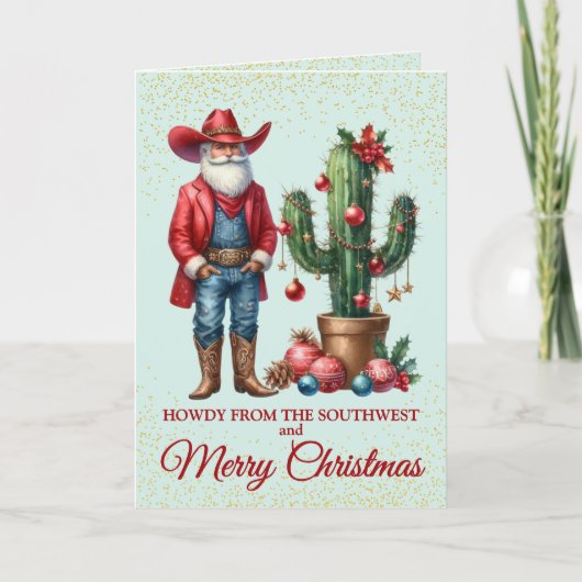 Carte de Noël Cute Southwest Dessert Cowboy (Devant)