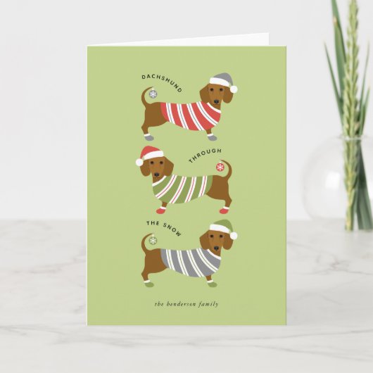 Carte de Noël Dachshund (Devant)