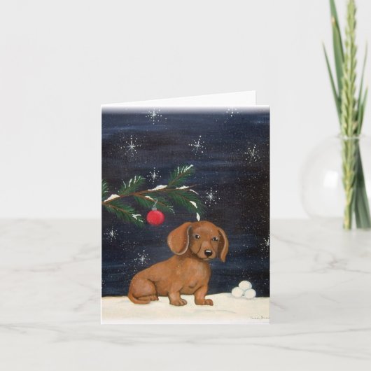 Carte de Noël Dachshund (Devant)