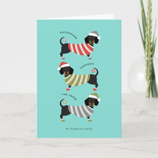 Carte de Noël Dachshund (Devant)