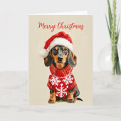 Carte de Noël Dachshund (Devant)