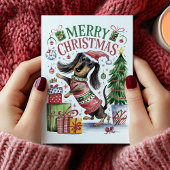 Carte de Noël Dachshund Aquarelle