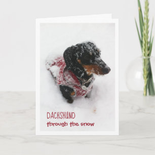 Carte de Noël - Dachshund dans la neige
