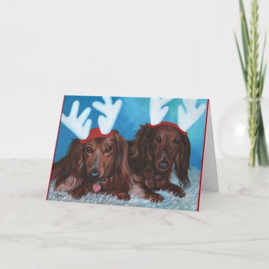 Carte de Noël Dachshund Doxie Pair (Devant)