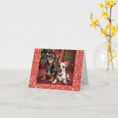 Carte de Noël Dachshund et Chihuahua (Fleur jaune)
