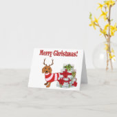 Carte de Noël Dachshund Reindeer (Fleur jaune)