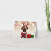 Carte de Noël Dachshund Reindeer (Devant)