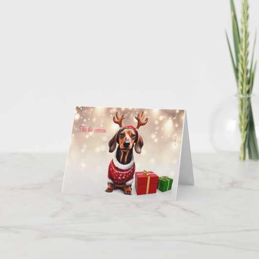 Carte de Noël Dachshund Reindeer (Devant)