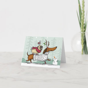 Carte de Noël - Dachshund Reindeer