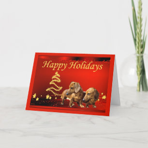 Carte de Noël Dachshund Stars2