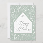 Carte de Noël d'affaires verte blanche florale sim (Devant)