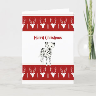 Carte de Noël Dalmatien Rouge & Blanc, Taches Noir