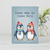 Carte de Noël d'amis manchots (Debout devant)