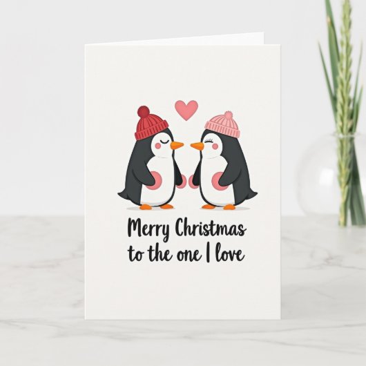 Carte de Noël d'amour de pingouin (Devant)