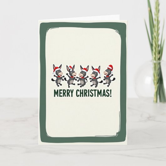 Carte de Noël d'âne joyeux (Devant)