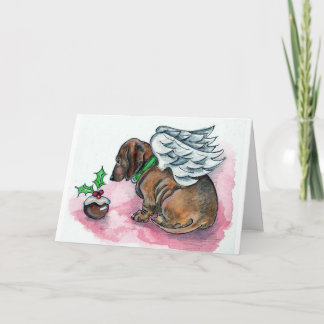 Carte de Noël d'ange de teckel par Annabel Tarrant