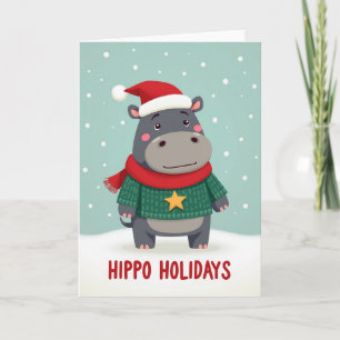 Carte de Noël d'animal enneigé