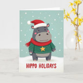 Carte de Noël d'animal enneigé (Fleur jaune)