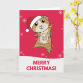 Carte de Noël d'animaux d'hiver de cochon d'Inde (Fleur jaune)