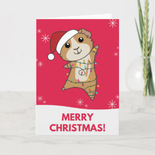 Carte de Noël d'animaux d'hiver de cochon d'Inde
