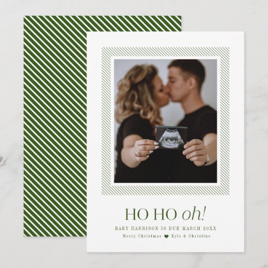 Carte de Noël d'annonce de grossesse Ho Ho Oh (Devant / Derrière)