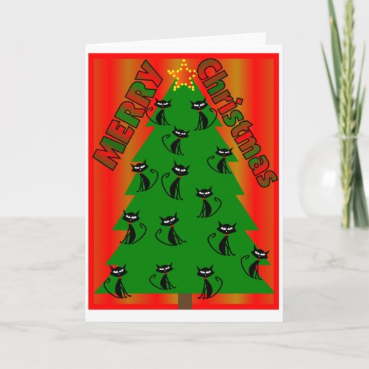 carte de Noël d'ARBRE de CAT de Joyeux Noël (Devant)