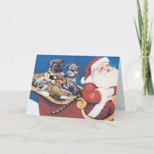 Carte de Noël d'art de chien de Père Noël de