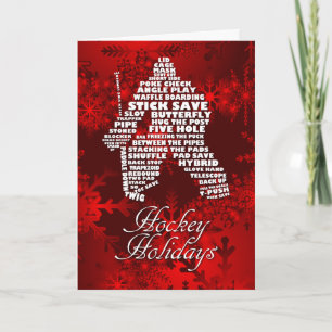 Carte de Noël d'Art Word du hockey Goalie Calligra