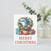 Carte de Noël dauphin mignon (Debout devant)