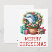 Carte de Noël dauphin mignon (Devant / Derrière)