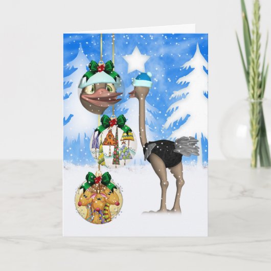 Carte de Noël d'autruche d'amusement - Joyeux Noël (Devant)