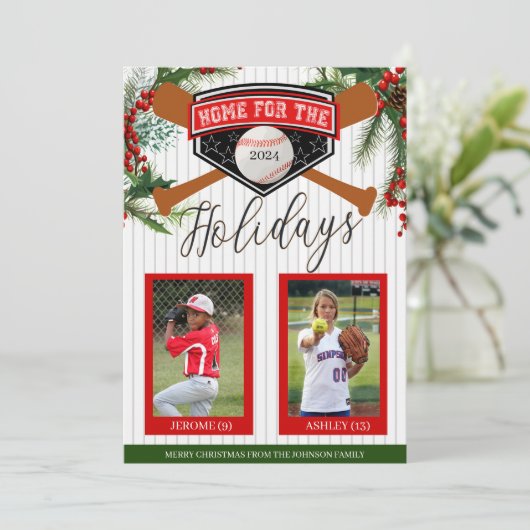 Carte de Noël de baseball (Debout devant)