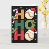 Carte de Noël de baseball Ho Ho Ho (Fleur jaune)