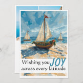 Carte de Noël de bateau à voile nautique (Devant / Derrière)