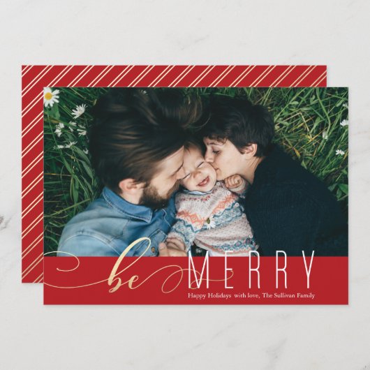 Carte de Noël de Be Merry Faux Foil (Devant / Derrière)