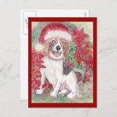 Carte de Noël de beagle de Père Noël (Devant / Derrière)