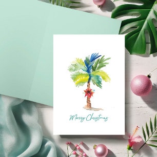 Carte de Noël de beauté Tropical Palm Trees Waterc