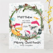 Carte de Noël de bébé en forêt de grand-maman (Fleur jaune)