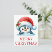 Carte de Noël de bébé manchot mignon (Debout devant)