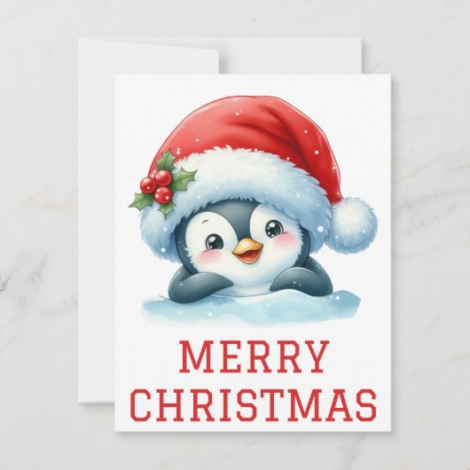 Carte de Noël de bébé manchot mignon (Devant)
