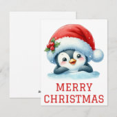 Carte de Noël de bébé manchot mignon (Devant / Derrière)