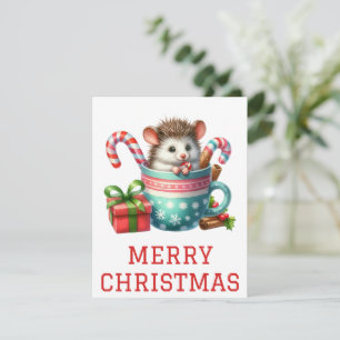 Carte de Noël de bébé opossum mignon