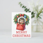 Carte de Noël de bébé singe mignon (Debout devant)