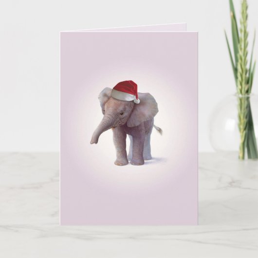 Carte de Noël de bébés d'éléphant de Noël (Devant)