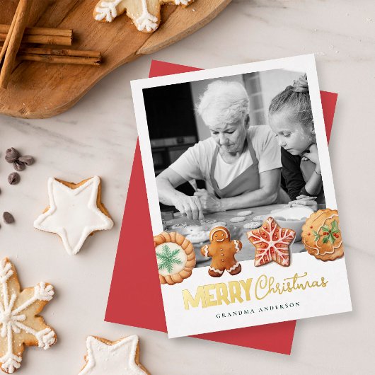 Carte de Noël de biscuits de Noël rouges pour la c