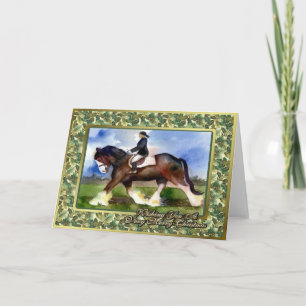 Carte de Noël de blanc de cheval de trait de