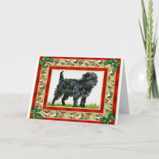 Carte de Noël de blanc de chien d'Affenpinscher (Devant)