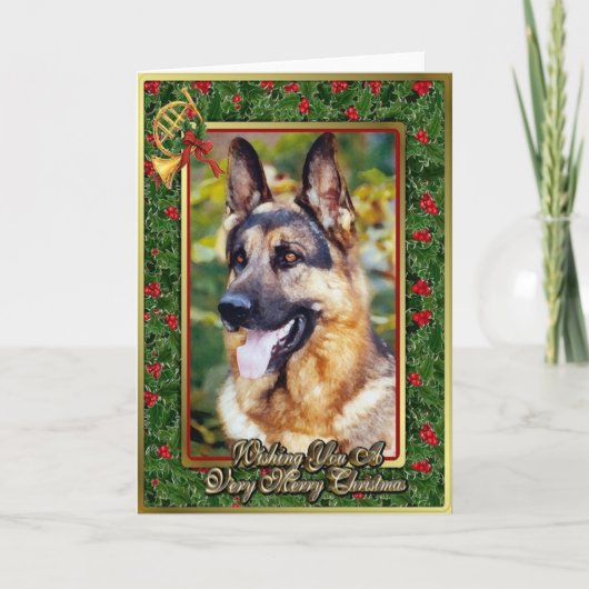 Carte de Noël de blanc de chien de berger allemand (Devant)