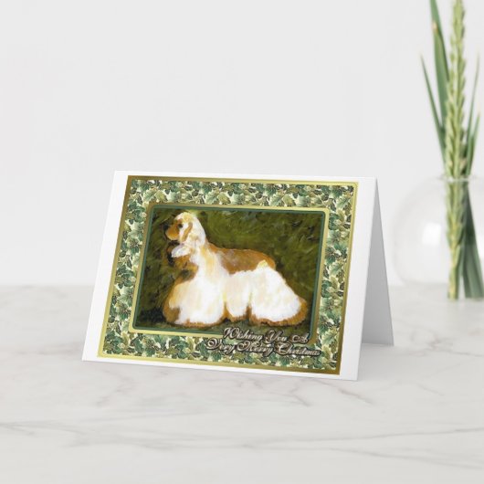 Carte de Noël de blanc de chien de cocker (Devant)